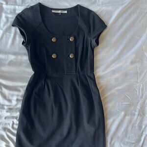 Diane VonFurstenberg DVF Sz 4 Black Ponte Double Breasted Sheath Pencil Dress